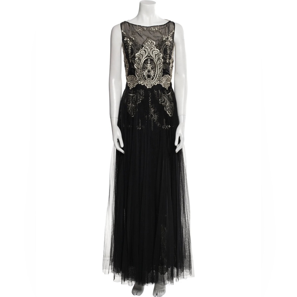 Marchesa Black‎ and Gold Embellished Gown